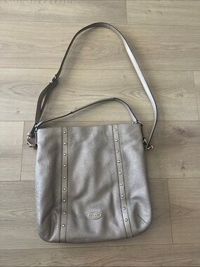 Coach Metallic Pebbled Leather Shoulder Bag in Champagne Gold